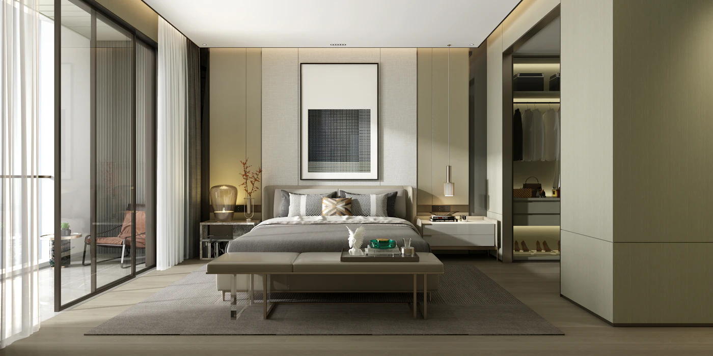 Bedroom with smart climate control